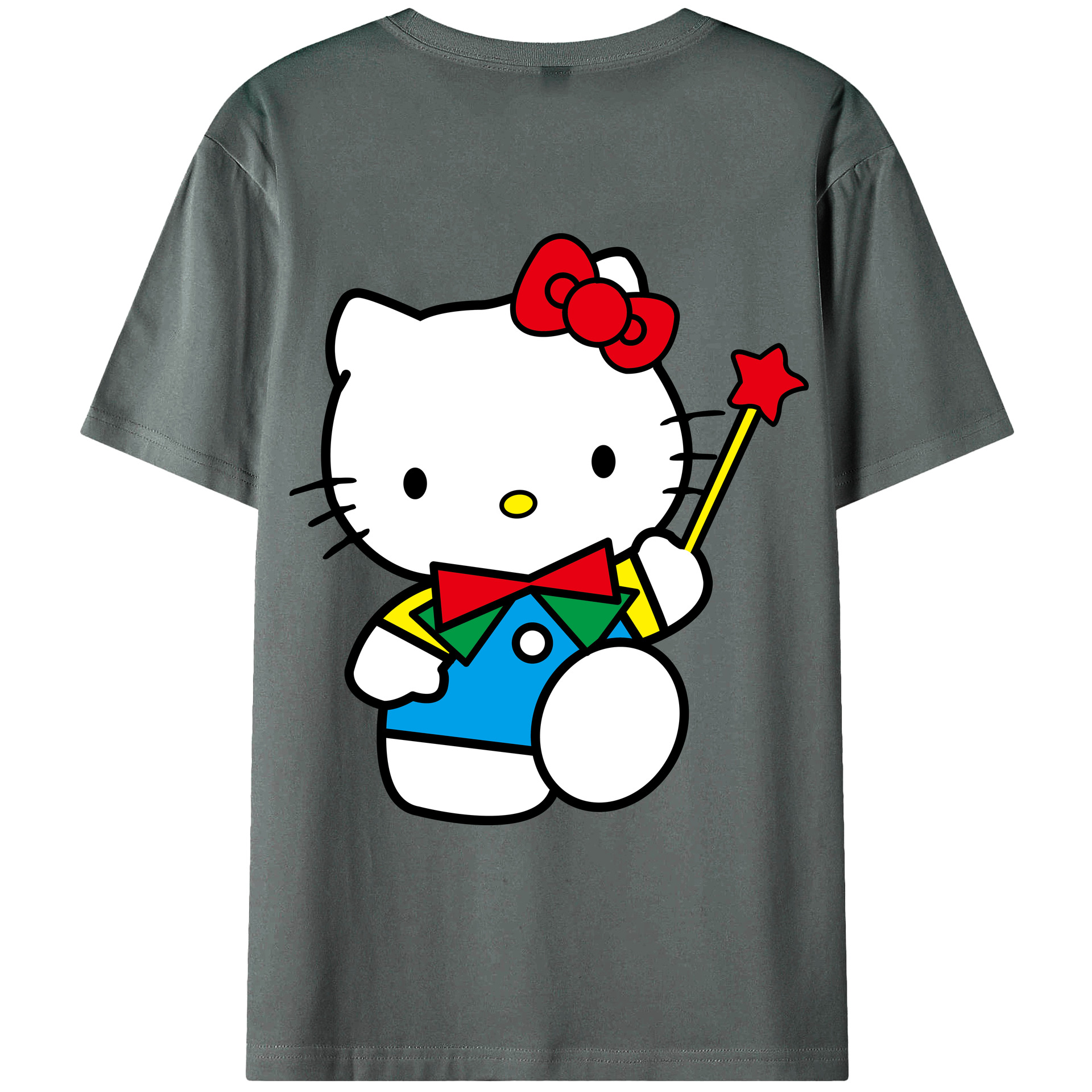 （画像用） Hello Kitty ハローキティ 綿100％ メンズ半袖Tシャツ（バックプリント） 通気性